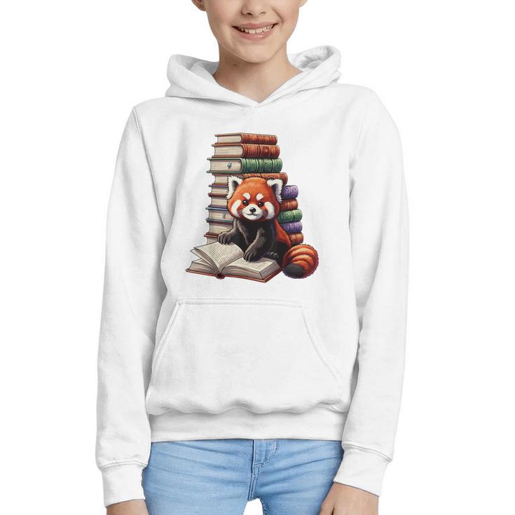 Cute Red Panda Reading Book Animal Bookworm Graphic Youth Hoodie