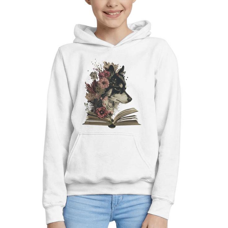 Dog Book Flower Graphic Youth Hoodie