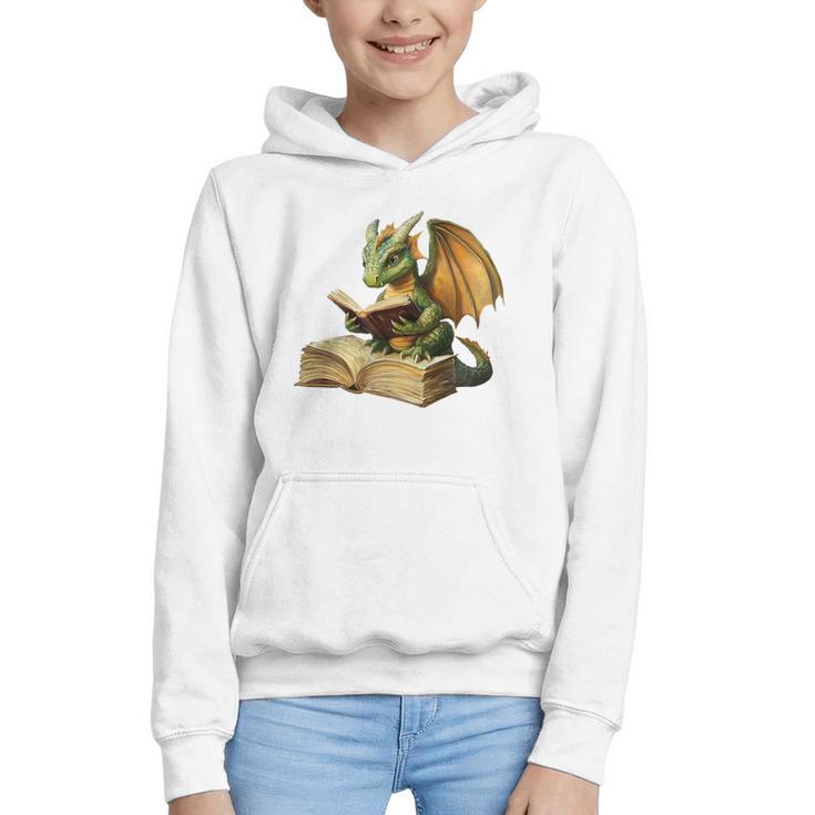 Dragon Bookworm Reading Book Graphic Graphic Youth Hoodie