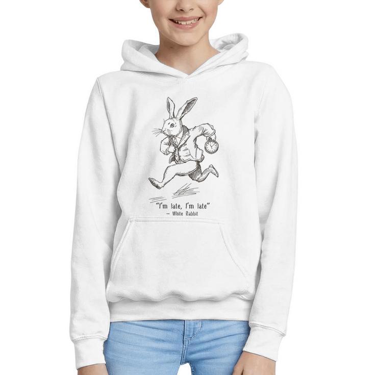 I'm Late I'm Late Rabbit From Alice Wonderland Book Graphic Youth Hoodie