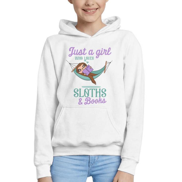 Just a Girl Who Loves Sloths And Books Graphic Youth Hoodie