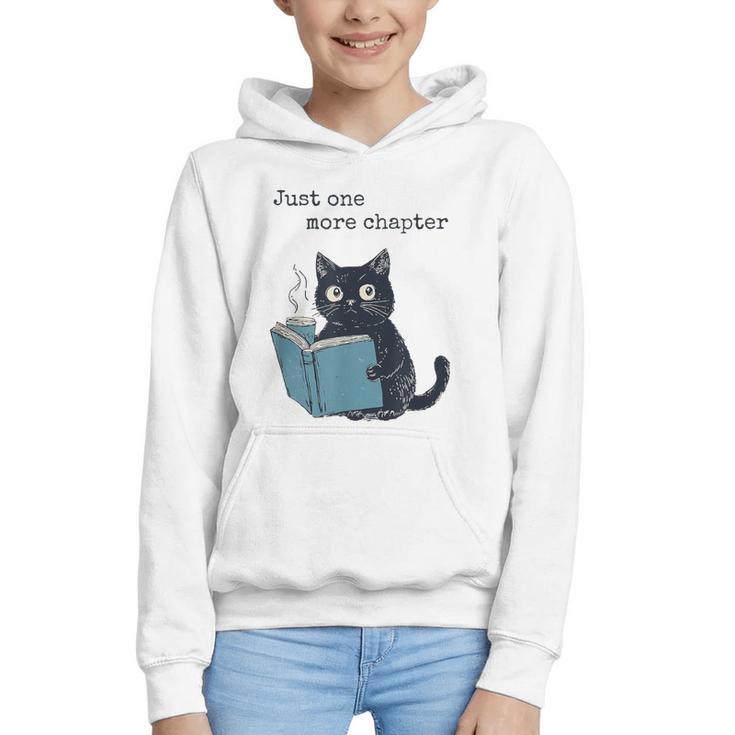 Just One More Chapter Bookworm Cat Book Lover Graphic Youth Hoodie