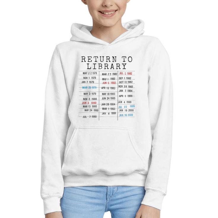 Library Card Due Date Stamp Book Lover Reading Vintage Read Graphic Youth Hoodie