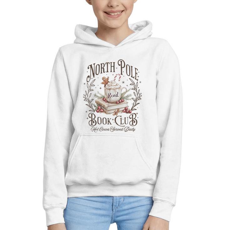 North Pole Readers Club Bookish Xmas Santa Book Reading Graphic Youth Hoodie