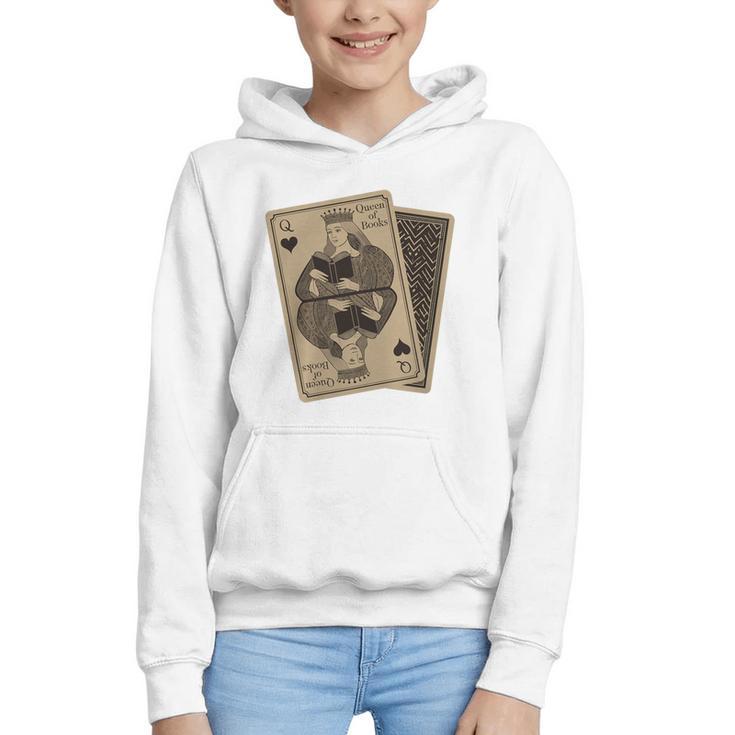 Queen Of Books Playing Card Aesthetic For Book Lovers Premium Tri-Blend Graphic Youth Hoodie