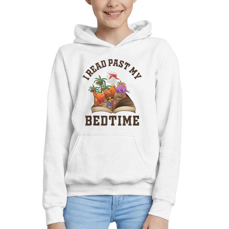 I Read Past My Bedtime Reading Dinosaur Book Lover Graphic Youth Hoodie