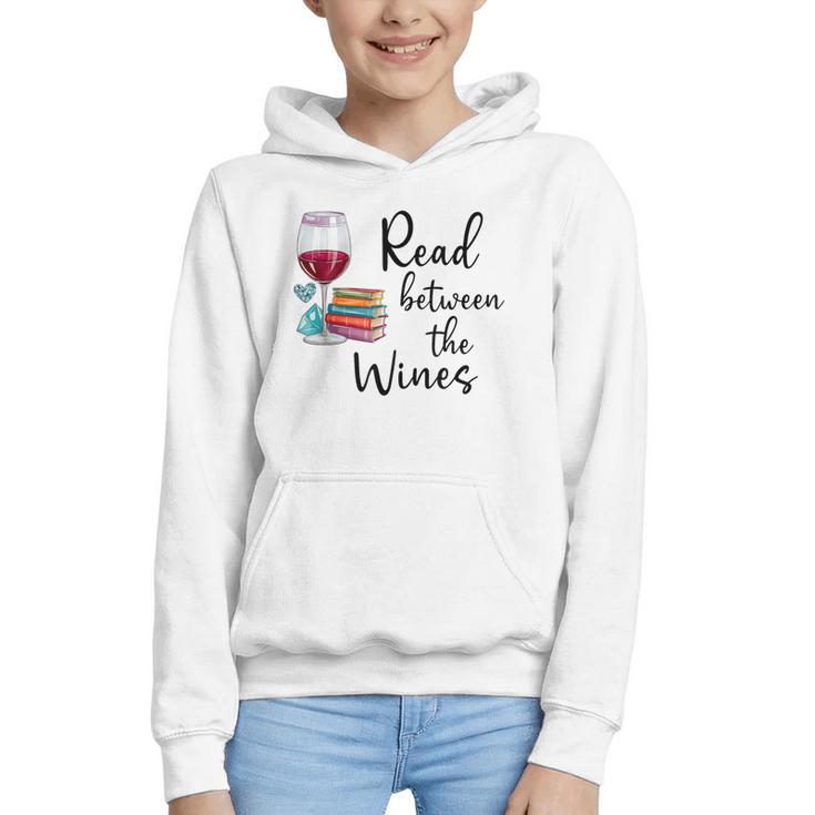 Read Between The Wines Im Just a Girl Who Loves Books & Wine Graphic Youth Hoodie