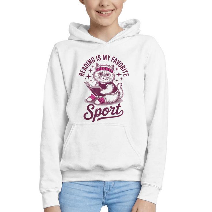 Reading Is My Favorite Sport Cat And Book Lover Women Graphic Youth Hoodie