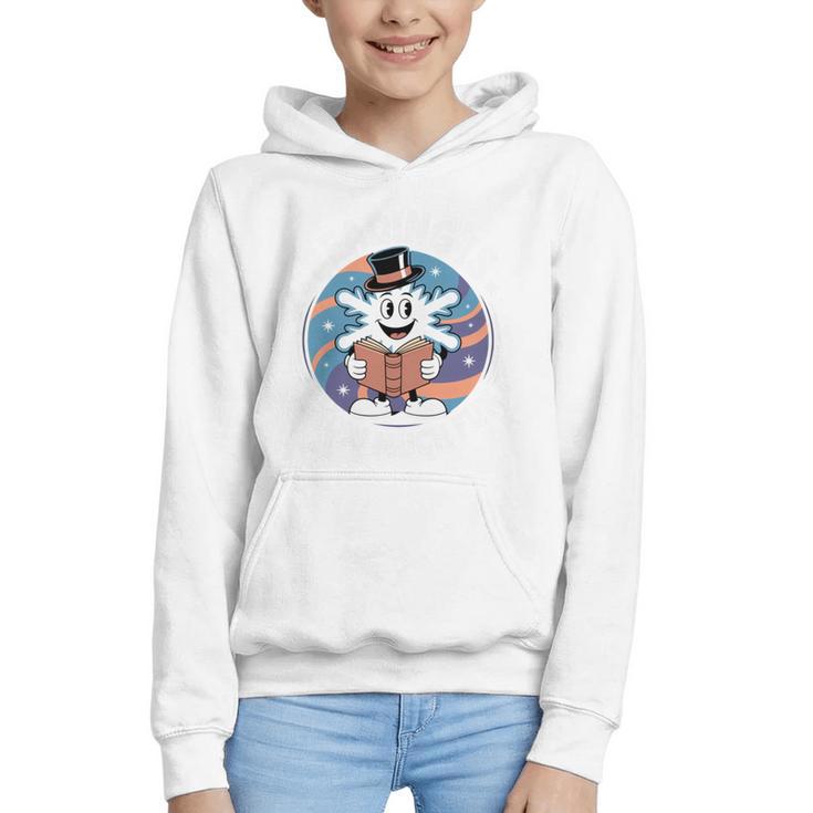 Reading Is Snow Much Fun Snowflake Top Hat Book Fan Winter Graphic Youth Hoodie