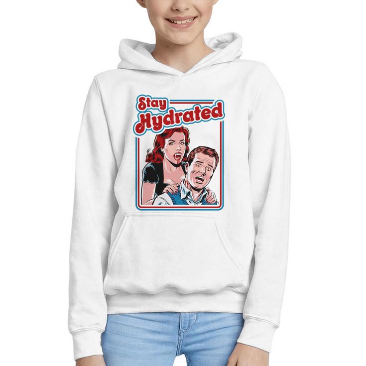 Retro Vampire Book Cover Style Stay Hydrated Halloween Graphic Youth Hoodie