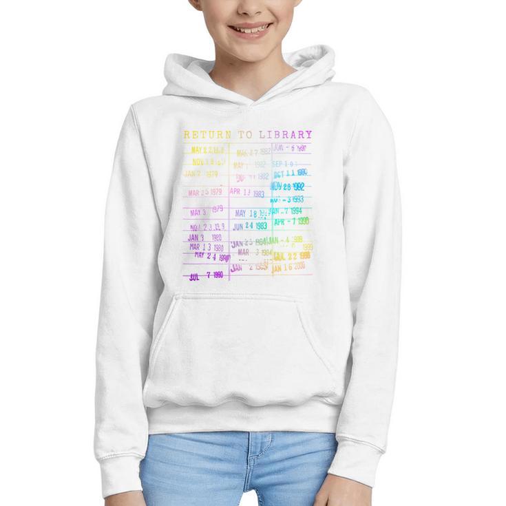 Return To Library Card Book Due Date Bookish Rainbow Reading Graphic Youth Hoodie