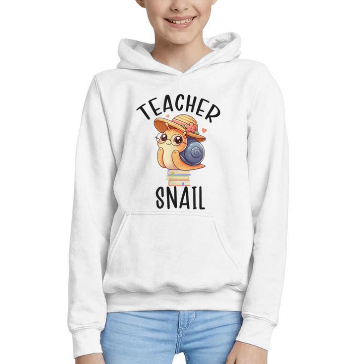 Teacher Snail With Glasses On Books Cute Pre-K Kindergarten Graphic Youth Hoodie