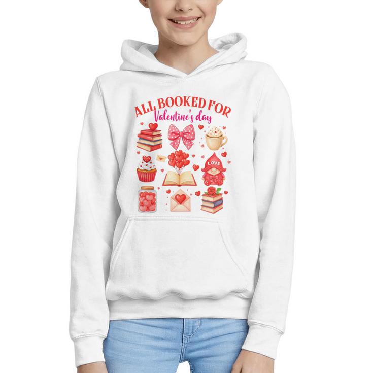 Valentines Reading Book Lover All Booked For Valentine's Day Graphic Youth Hoodie