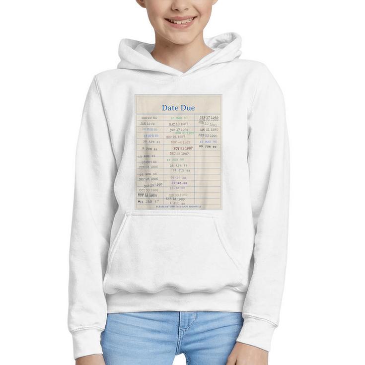Vintage Library Due Date Card For Book Lovers Librarians Graphic Youth Hoodie