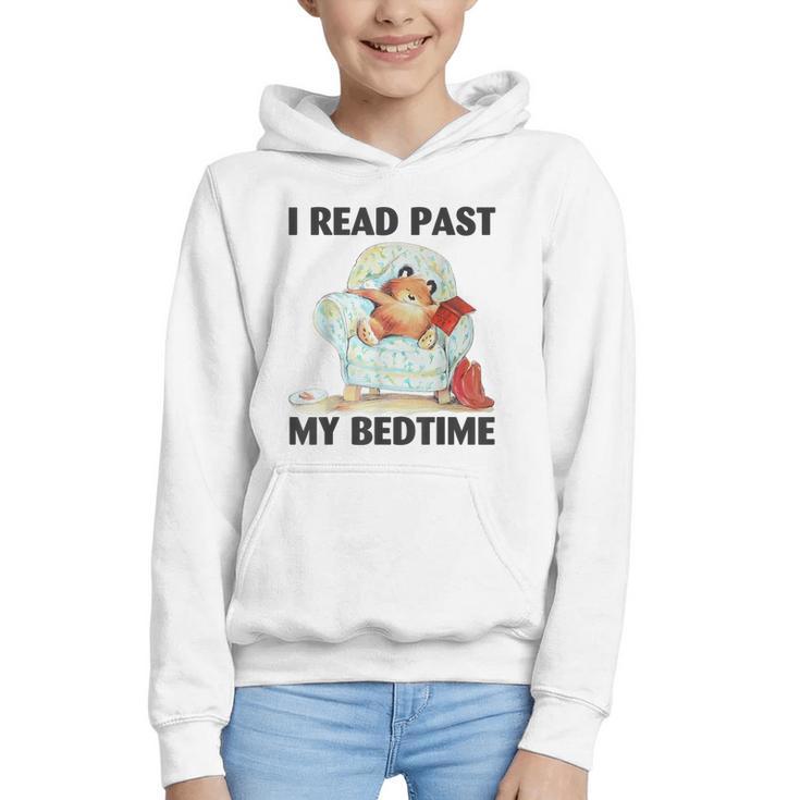 Vintage I Read Past My Bedtime Cute Sleeping Bear Book Lover Graphic Youth Hoodie