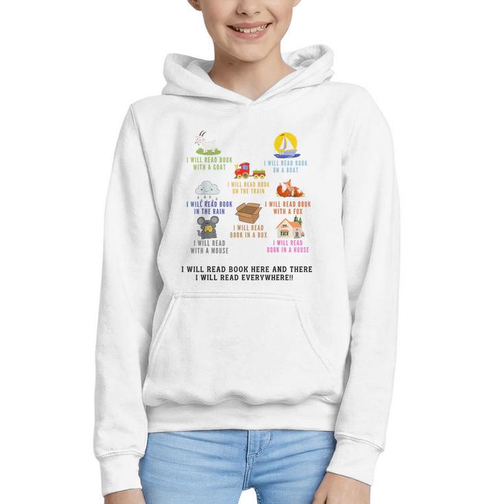 I Will Read Books On A Boat And Everywhere Reading Teachers Graphic Youth Hoodie