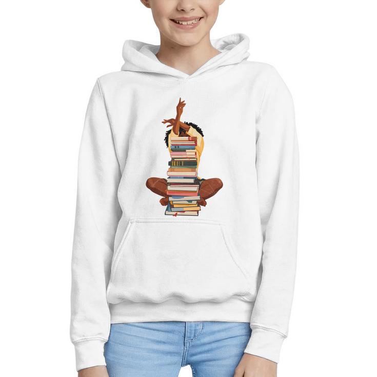 Woman And Books Stack Afro Girl Book Lover Graphic Youth Hoodie