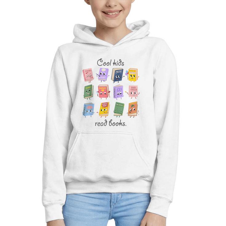 Women Cool Kids Read Books Teacher Back To School Librarian Graphic Youth Hoodie