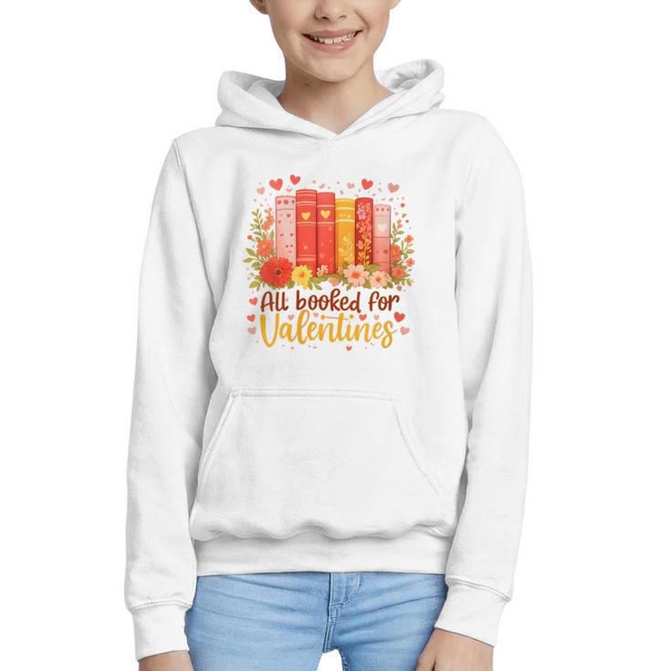 Women's All Booked For Valentine Teacher Valentines Reading Book Graphic Youth Hoodie