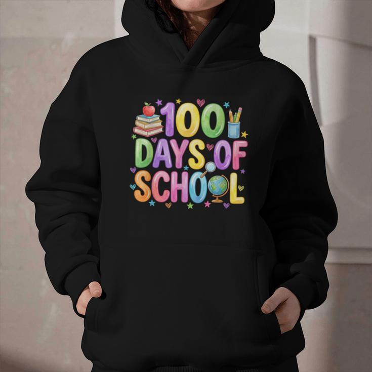 100 Days Of School Book Pencil Teachers Girls Kids 100th Day Graphic Youth Hoodie