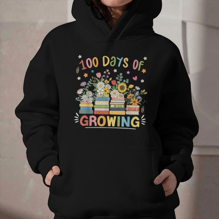 100th Day Of School Teacher Floral Books 100 Days Of Growing Graphic Youth Hoodie 100th Day Of School Teacher Floral Books 100 Days Of Growing Graphic Youth Hoodie