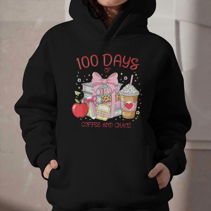 100th Day Of School Teachers 100 Days Of Coffee Chaos Books Graphic Youth Hoodie