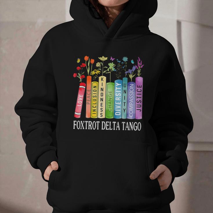 8647 Foxtrots Tangos Deltas Book Flower Resist Book Lovers Graphic Youth Hoodie