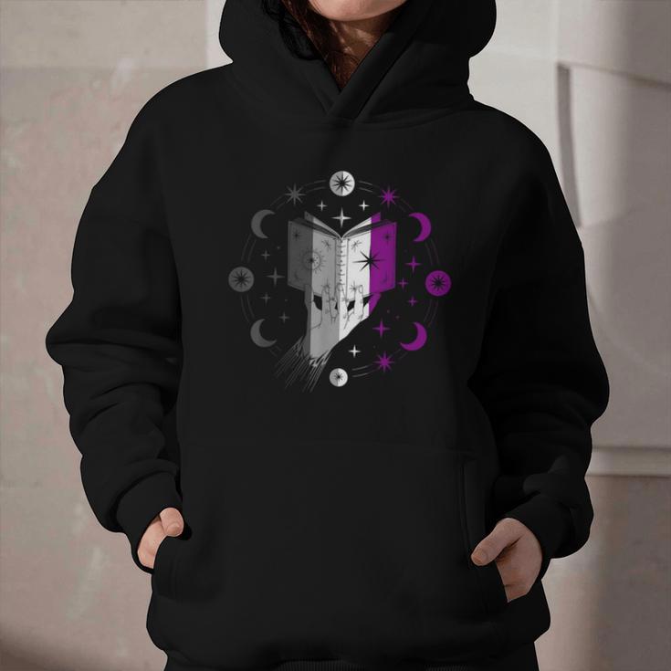 Ace Pride Book With Stars Moons And Magic Hand Graphic Youth Hoodie