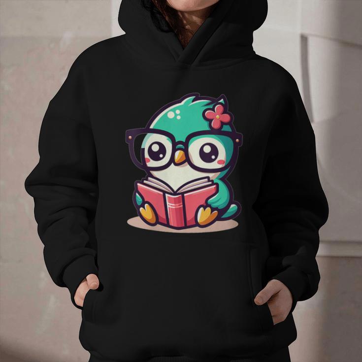 Adorable Book Lover Humming Bird With Reading Glasses Cute Graphic Youth Hoodie