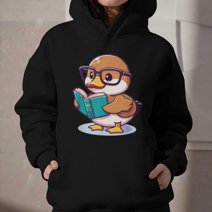 Adorable Book Lover Mallard Duck With Reading Glasses Cute Graphic Youth Hoodie Adorable Book Lover Mallard Duck With Reading Glasses Cute Graphic Youth Hoodie