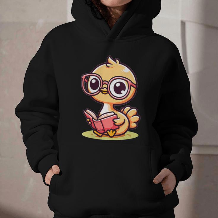Adorable Book Lover Ostrich With Reading Glasses Cute Graphic Youth Hoodie