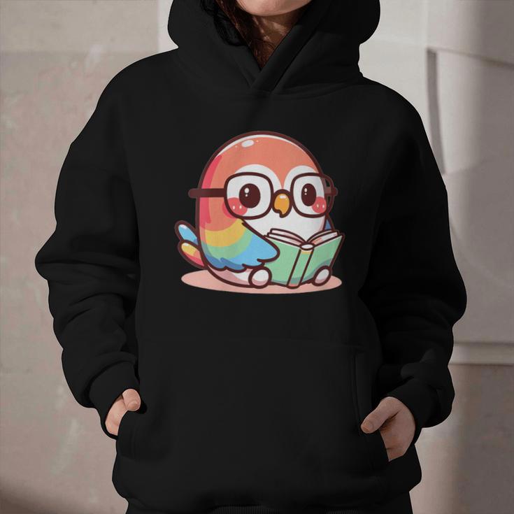 Adorable Book Lover Parrot With Reading Glasses Cute Graphic Youth Hoodie