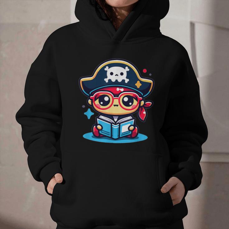 Adorable Book Lover Pirate With Reading Glasses Cute Graphic Youth Hoodie