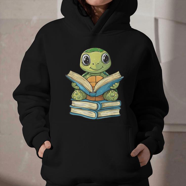 Adorable Turtle Reading Books Graphic Youth Hoodie