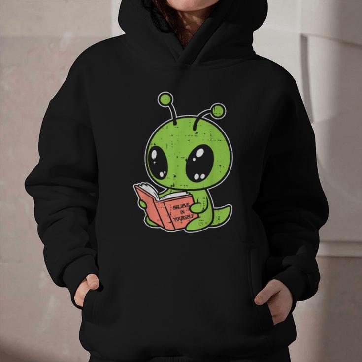 Alien Reading Book Believe In Yourself Kids Women Men Graphic Youth Hoodie