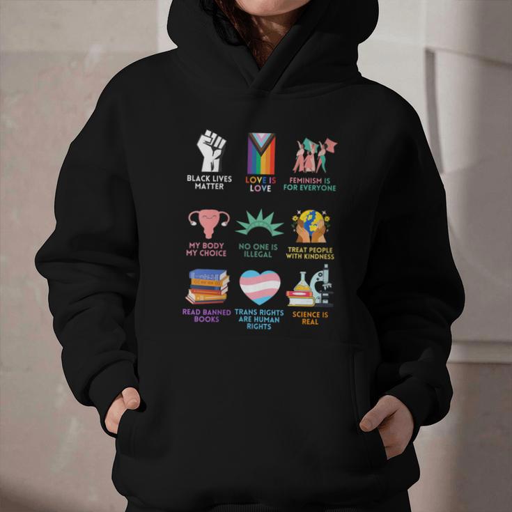 Ally Anti Trump Liberal BLM Love Is Love Banned Books Icons Graphic Youth Hoodie