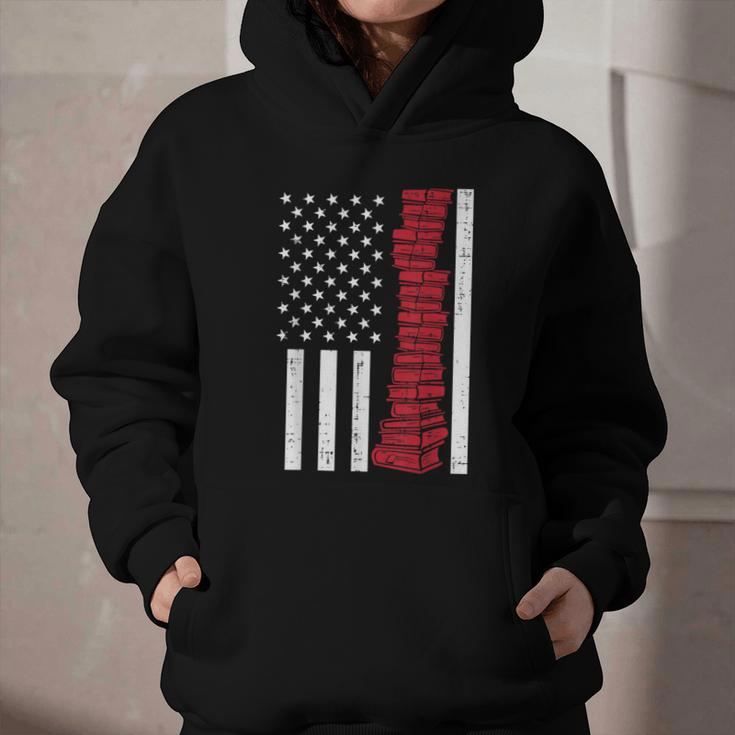 America Flag Read Book Reading Librarian Men Women Kids Graphic Youth Hoodie