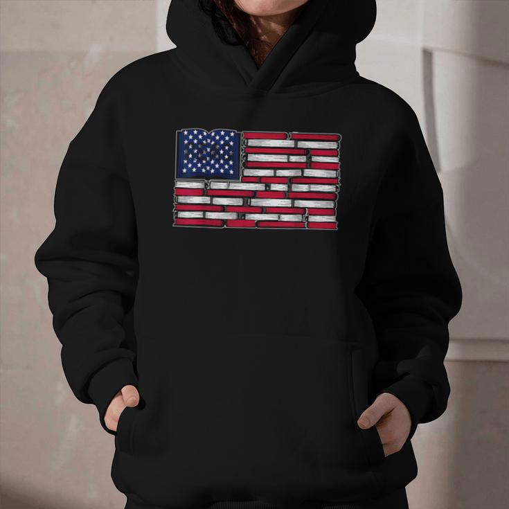America US Flag Books Library Reading For Book Lover Reader Graphic Youth Hoodie