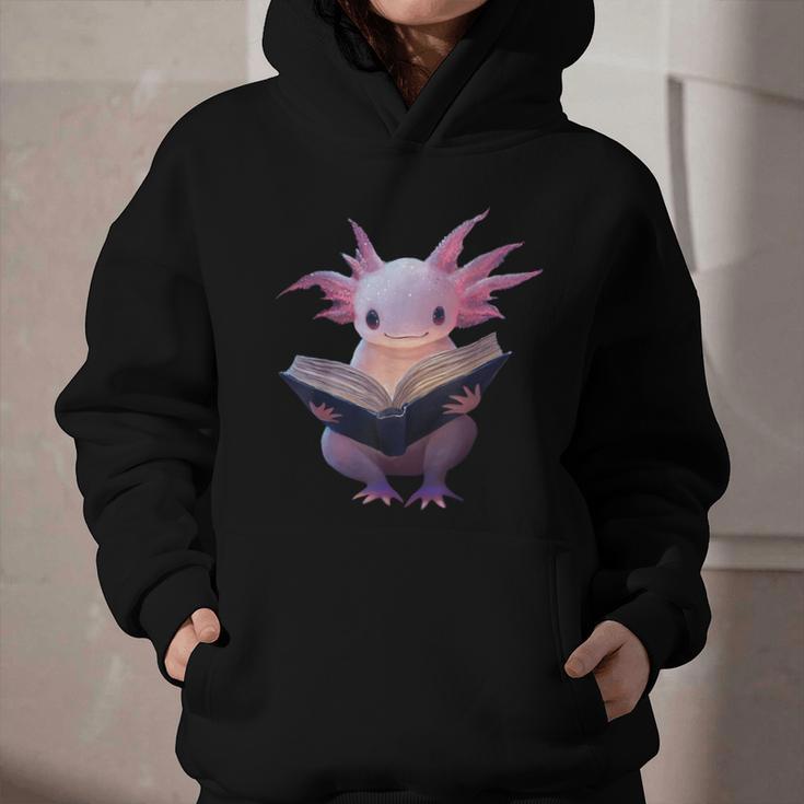 Axolotl Bookworm Reading Book Kawaii Graphic Graphic Youth Hoodie