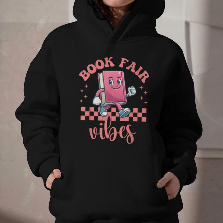 Book Fair Vibes School Librarian Retro 70s Reading Bookworm Graphic Youth Hoodie