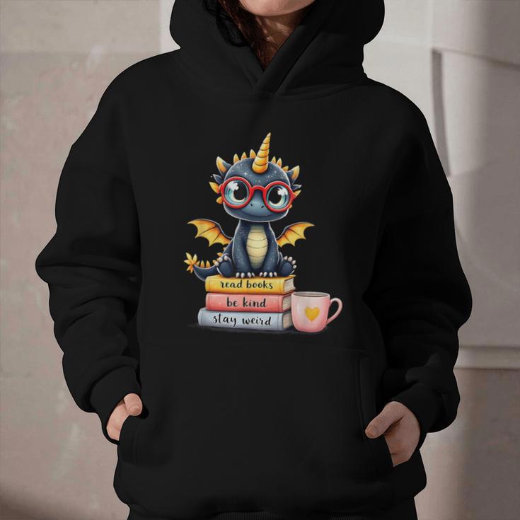 Book Lover Cute Baby Dragon Reading Graphic Youth Hoodie