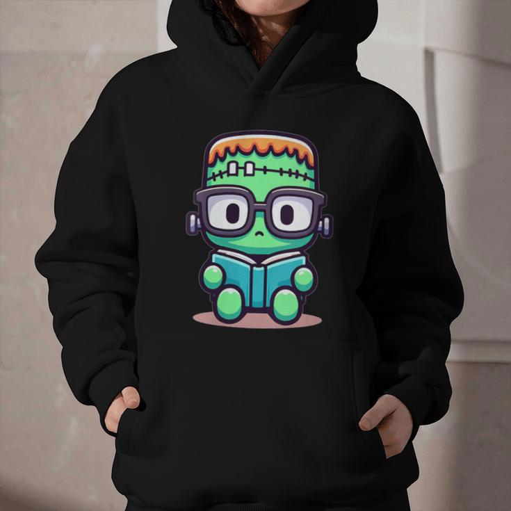 Book Lover Frankenstein's Monster With Reading Glasses Graphic Youth Hoodie