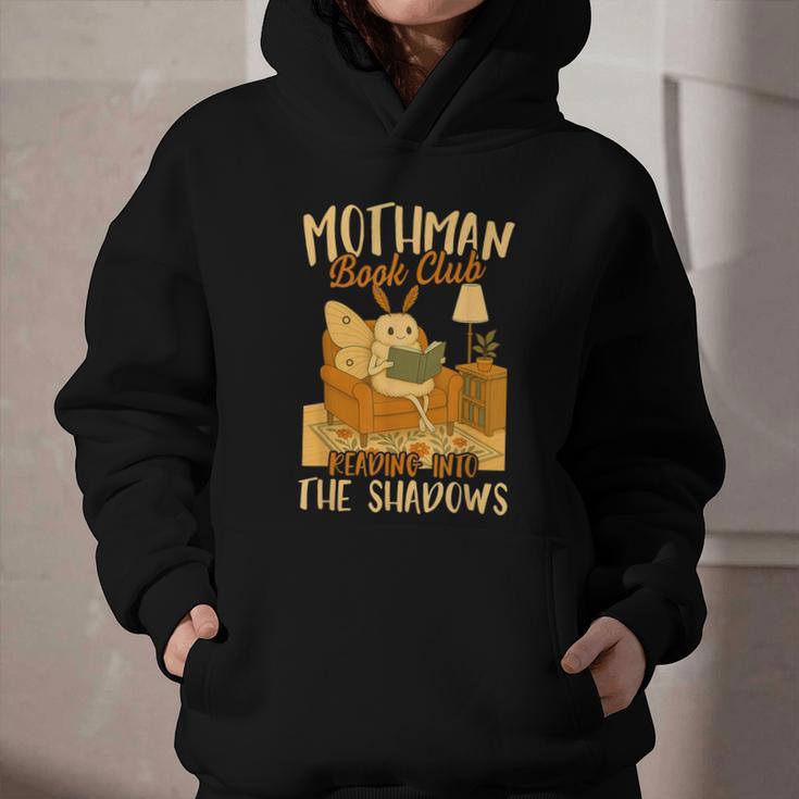 Book Lover Moth Mothman Book Club Reading Into Shadows Graphic Youth Hoodie Book Lover Moth Mothman Book Club Reading Into Shadows Graphic Youth Hoodie
