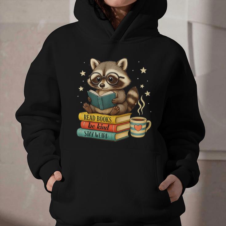 Book Lover Racoon Reading Bookish Library Read Books Be Kind Graphic Youth Hoodie