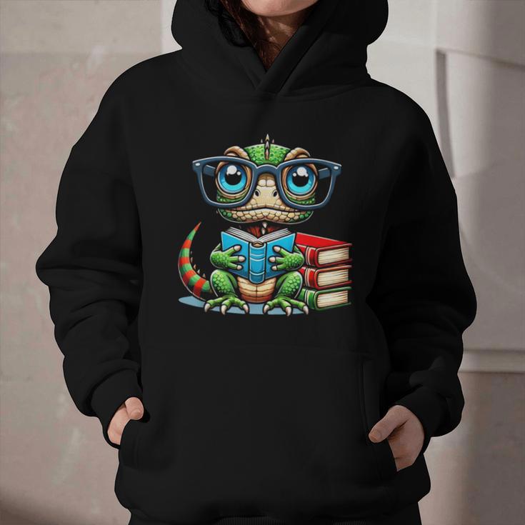 Book Lover Reading Iguana Graphic Youth Hoodie