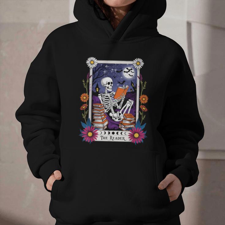 Book Lover Tarot Card The Reader Mystic Skeleton Graphic Youth Hoodie