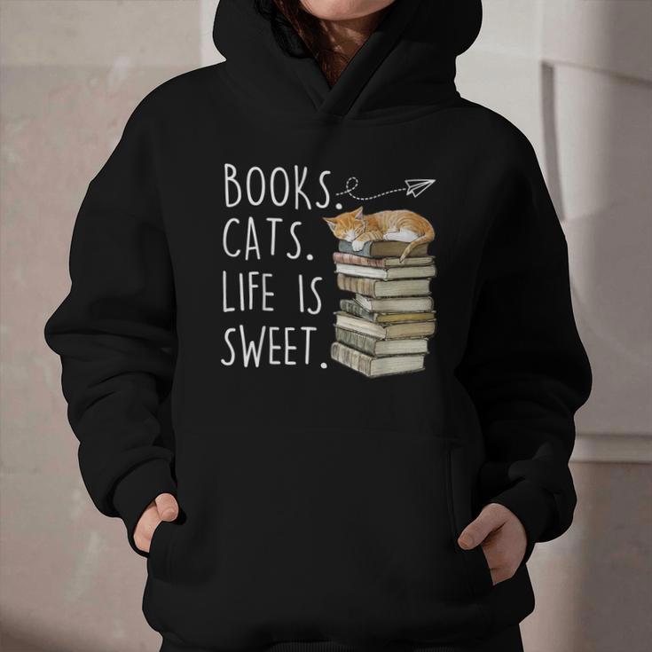 Book Lovers Books Cats Life Is Sweet Cat Lover Graphic Youth Hoodie
