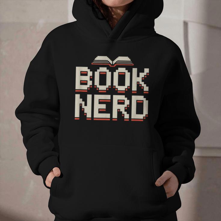 Book Nerd Retro Pixel Reading Librarian Aesthetic Graphic Youth Hoodie