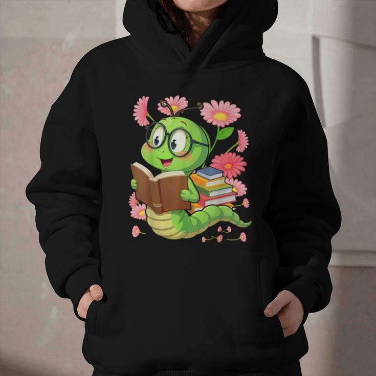 Book Worm Costume World Book Day Cute Kawaii Worm Reading Graphic Youth Hoodie