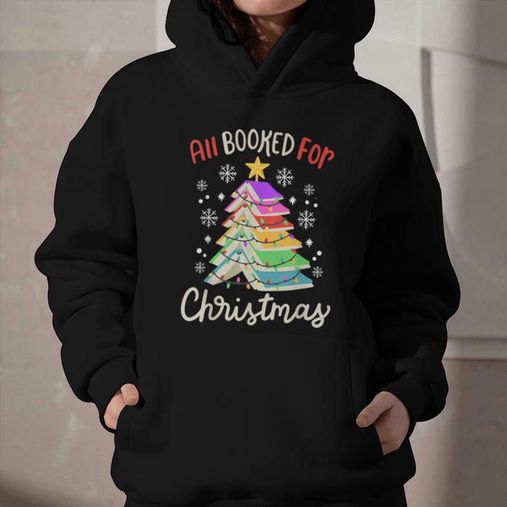All Booked For Christmas Book Lovers Xmas Tree Women Graphic Youth Hoodie